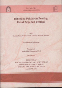 Image of Beberapa Pelajaran Penting Untuk Segenap Umat